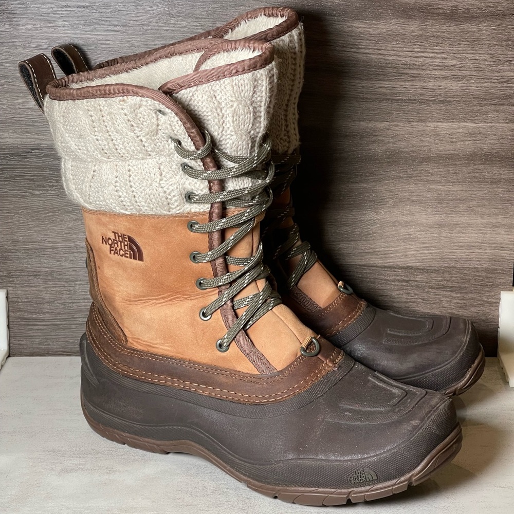 The North Face Brown and Cream Ankle Boots